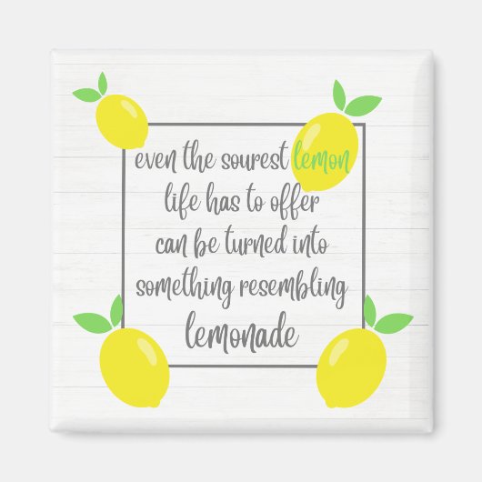 Farmhouse Rustic Optimistic Lemons Quote マグネット (正面)