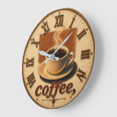 Farmhouse Rustic Vintage Kitchen Coffee Cup ラージ壁時計 (傾斜)