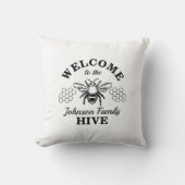 Farmhouse Stenciled Welcome to Our Hive ピロー (正面)