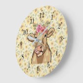 Farmhouse Sunflower Country Milk Cow Wall Clock ラージ壁時計 (傾斜)