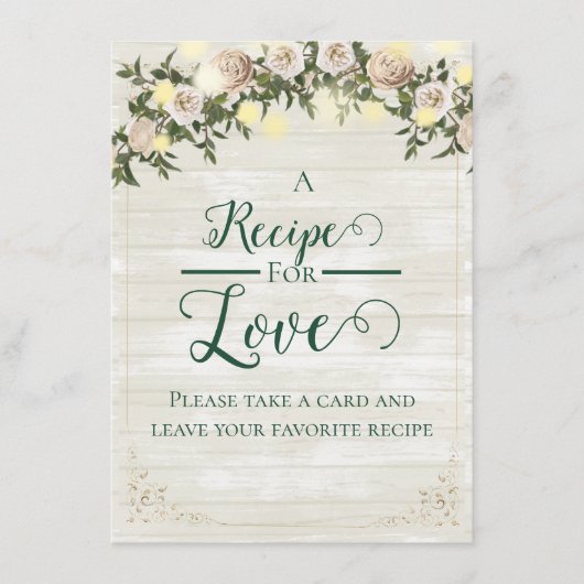 Farmhouse Tea Bridal Shower Flat Recipe Card アドバイスカード (正面)