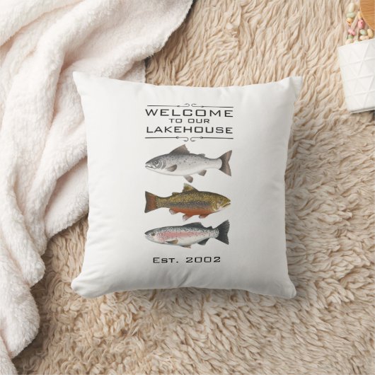 Farmhouse Welcome to Our Lakehouse Fish ピロー (ブランケット)