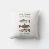 Farmhouse Welcome to Our Lakehouse Fish ピロー (正面)
