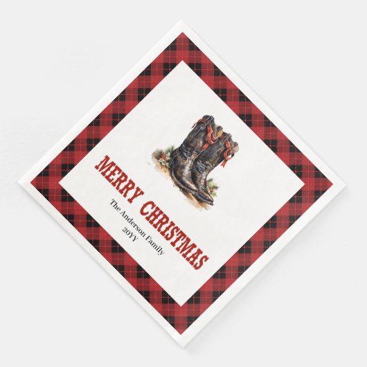 Farmhouse Western Red Black Holiday Napkins (コーナー)