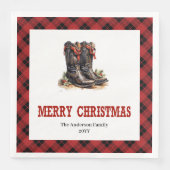 Farmhouse Western Red Black Holiday Napkins (正面)