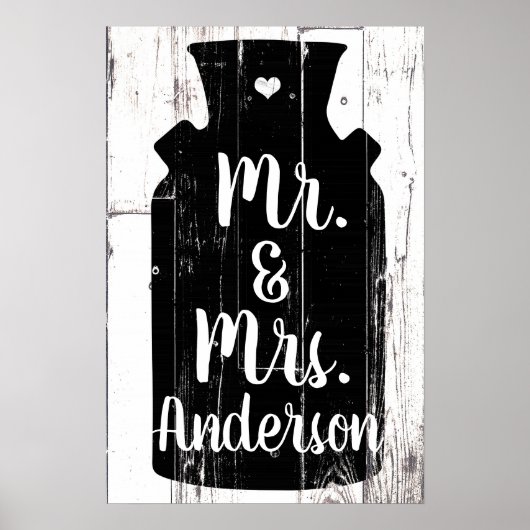 Farmhouse White Wood Rustic Milk Jug Home Wall Art ポスター (正面)