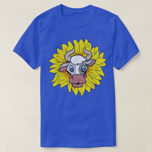 Farming Cow Lover Hippie Sunflower Farmer Farm Ani Tシャツ (デザイン正面)