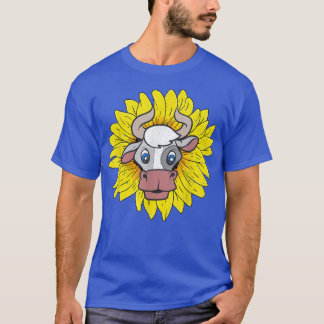 Farming Cow Lover Hippie Sunflower Farmer Farm Ani Tシャツ