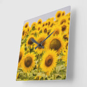 Farms | A Sunflower Field スクエア壁時計 (傾斜)