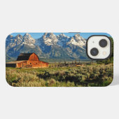 Farms | Barn Shadowed by Snow Capped Mountains iPhoneケース (裏面横)