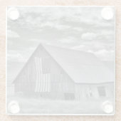 Farms | BW American Flag Barn Scene ガラスコースター (裏面)