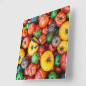 Farms | Colorful Tomato Harvest スクエア壁時計 (傾斜)