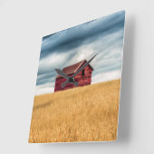 Farms | Old Red Barn スクエア壁時計 (傾斜)