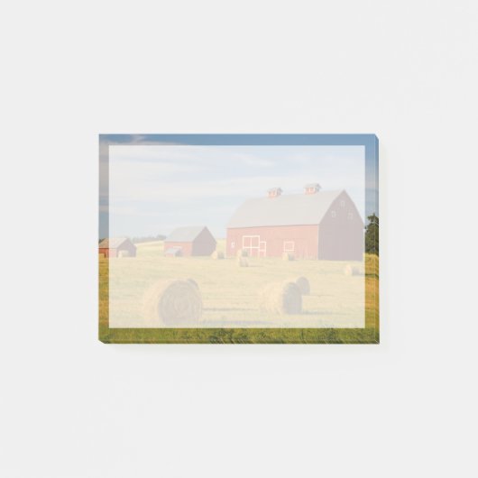 Farms | Red Barns Near Hay Bales ポストイット (正面)