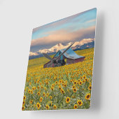 Farms | Sunflower Field スクエア壁時計 (傾斜)