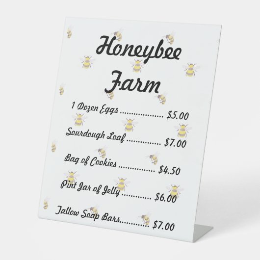 Farmstand Product Sign Template Honeybee Theme 台座サイン (正面)