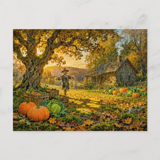 Farmstead Cottage at Harvest Time ポストカード (正面)