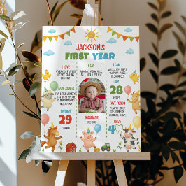Farmyard Animal First Year Photo Milestone Poster ポスター