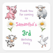 Farmyard Animals来誕生日 スクエアシール (正面)