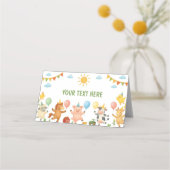 Farmyard Animals Birthday Party Food Tent プレイスカード (正面)