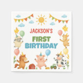 Farmyard Animals Birthday Party Napkins スタンダードカクテルナプキン (正面)