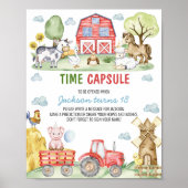Farmyard Animals Birthday Party Time Capsule Sign ポスター (正面)