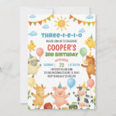 Farmyard Animals Kids Birthday Party Invitation 招待状 (正面)