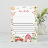 Farmyard Animals Time Capsuleノートメッセージカード サンキューカード (スタンド正面)