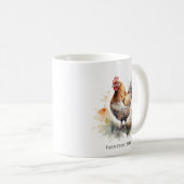 Farmyard Charm: 水彩画のニワトリの芸術 コーヒーマグカップ (正面右)