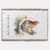 Farmyard Charm: 水彩画のニワトリの芸術 スローブランケット (正面)