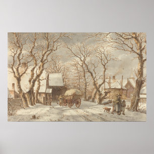Farmyard in Winter - Jacob Catsファインアート ポスター