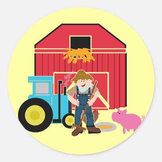 Farmyard Tシャツとギフト ラウンドシール (正面)
