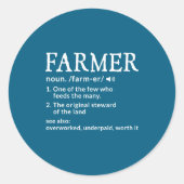 Farner Definition Funny Farmer Farming Mens  ラウンドシール (正面)