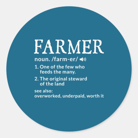 Farner Definition Funny Farmer Farming Mens ラウンドシール (正面)