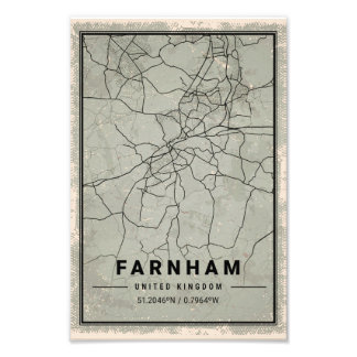 Farnham united kingdom map print poster canvas フォトプリント           