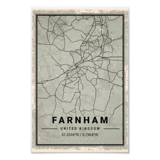 Farnham united kingdom map print poster canvas フォトプリント            (正面)