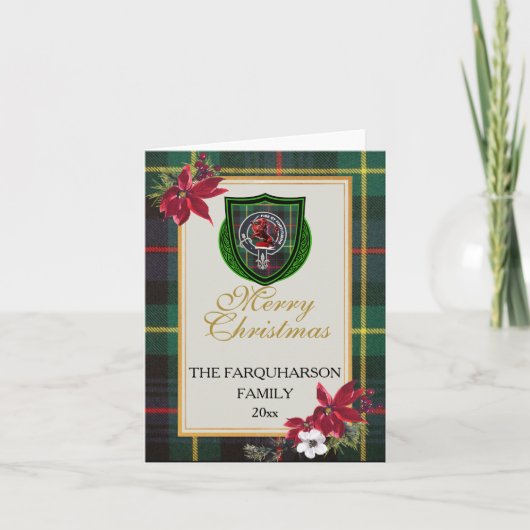 Farquharson Scottish Clan Tartan & Crest カード (正面)