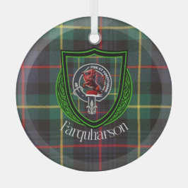 Farquharson Scottish Clan Tartan & Crest ガラスオーナメント