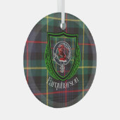 Farquharson Scottish Clan Tartan & Crest ガラスオーナメント (正面右)