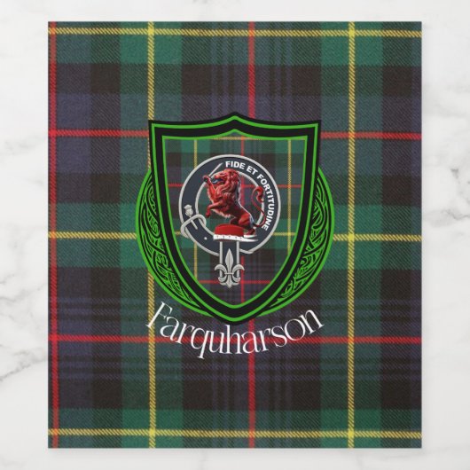 Farquharson Scottish Clan Tartan & Crest ワインラベル (シングルラベル)