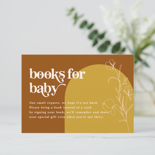 FARRAHレトロ70の赤ちゃんシャワーカード用の本 招待状 (スタンド正面)