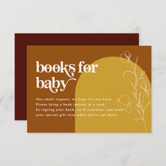 FARRAHレトロ70の赤ちゃんシャワーカード用の本 招待状 (正面/裏面)