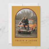 FARRAHレトロ70のRustフローラ写真Save the Date 招待状 (裏面)