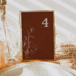 FARRAHレトロ70のRustフローラGroovyテーブル番号 招待状