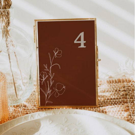 FARRAHレトロ70のRustフローラGroovyテーブル番号 招待状