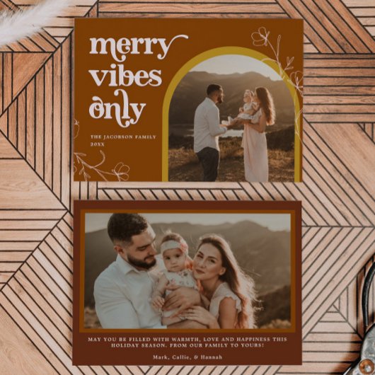 FARRAHレトロ70's Vibes Archメリーフォトクリスマス 招待状