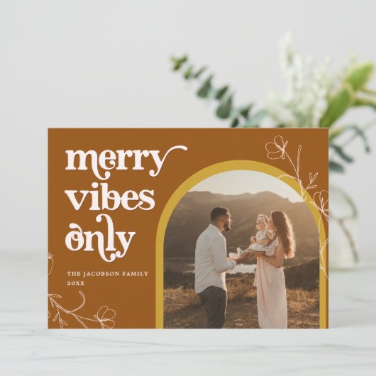 FARRAHレトロ70's Vibes Archメリーフォトクリスマス 招待状 (スタンド正面)