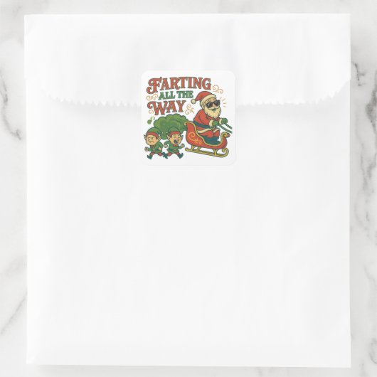 Farting All the Way Santa’s Sleigh Stinker スクエアシール (バッグ)
