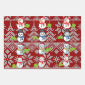 Farting Christmas Snowmen Pattern ラッピングペーパーシート (正面2)