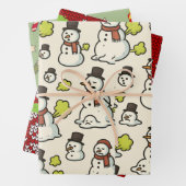 Farting Christmas Snowmen Pattern ラッピングペーパーシート (インサイチュ)